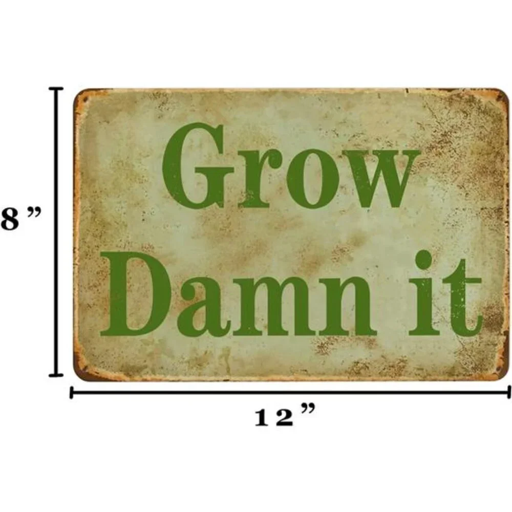 Garden Sign Funny Tin Signs Vintage Metal Garden Sign Grow Damn It Gardening